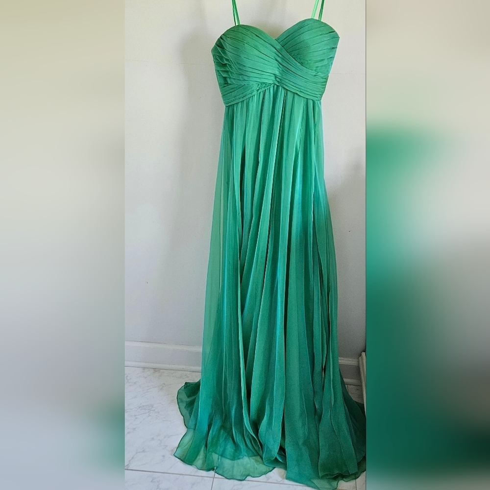 La Femme chiffon flowing strapless dress formal
